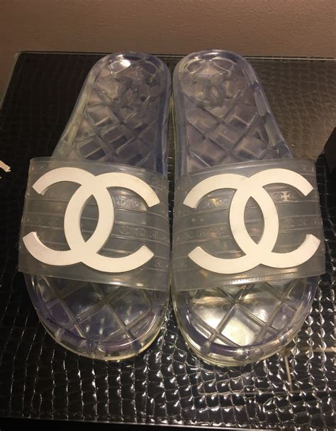 clear chanel jolly|Chanel 2019 Rubber CC Jelly Slide Sandals .